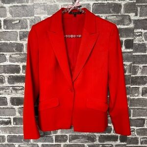 Theory wool blazer red one button closure pockets jacket